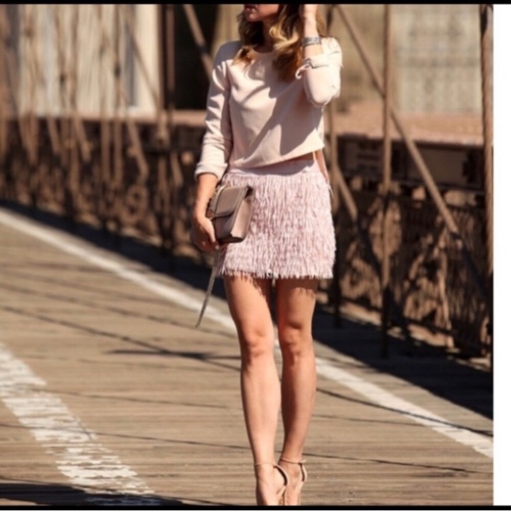 Express fringe mini skirt